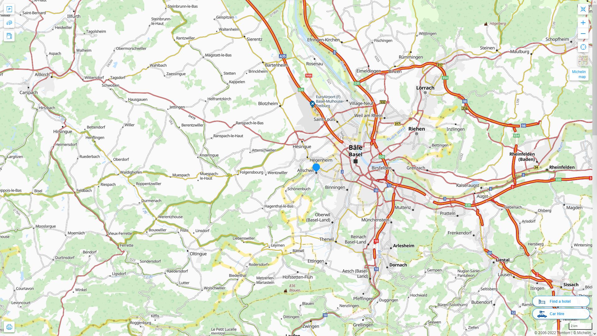 Allschwil Suisse Autoroute et carte routiere